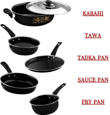 cookpro Induction Bottom Non-Stick Coated Cookware Set(Cast Iron, 6 - Piece)