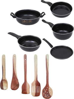 DOXMO Special Set of 10 Pcs | Flame & Induction Bottom Non-Stick Coated Cookware Set(Steel, 10 - Piece)