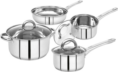 PRISTINE PRISTINE Stainless Steel Premium Straight Shape Cookware Set, 7 pcs Induction Bottom Cookware Set(Stainless Steel, 1 - Piece)