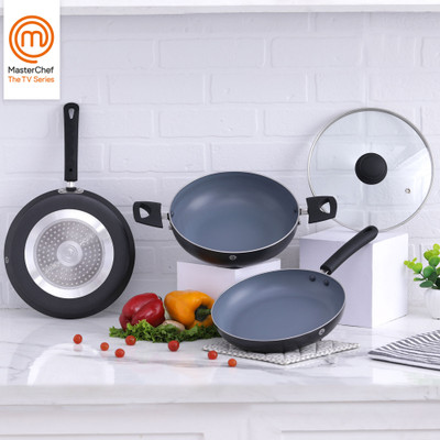 MasterChef Signature Grey & Black Induction Bottom Non-Stick Coated Cookware Set(Aluminium, 3 - Piece)