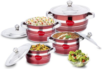 Klassi Kichen by Mahavir Handi with lid Glossy Finish Induction Bottom Cookware Set(Stainless Steel, 4 - Piece)