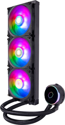 COOLER MASTER PL360 Flux CPU Liquid Cooler Copper Base | Low Profile 360mm Radiator Liquid Cooling Cabinet Cooler(Black)