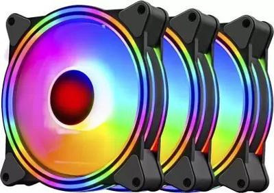US1984 RGB Gaming Fans, Dual Light Loop RGB LED Fans, Quite Cooling Computer Fans Coler Cooling Fan Cabinet Cooler(Black)
