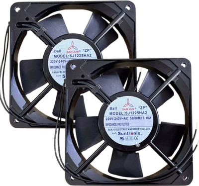 Enormity 2pcs SJ1225HA2 Axial Fan 220/240V 50/60Hz 0.10A 12025mm 2Pin Metal Fan with Heat Sinks All in one Cooler(Black)