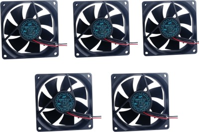 justfly D80SH DC12V 0.18A 80X80X25MM GP, Cooling Fan (Pack Of 5) Cooler(Black)