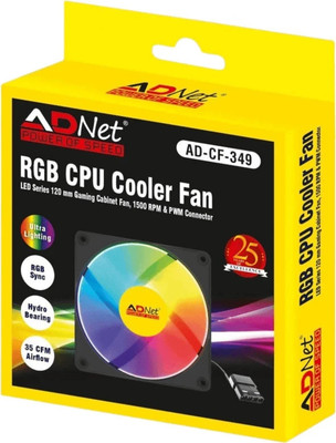 ADNet AD-CF-349 LED SERIES 120 MM GAMING CABINET FAN Cooling Fan Cabinet Cooler(Black)