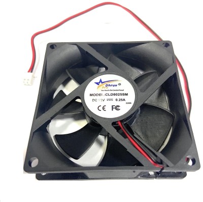 DHRUV-PRO 12V 80x80x25-MM, 3inch 2800-RPM 12V Cooling Cabinet Fan Square Cooler(Black)