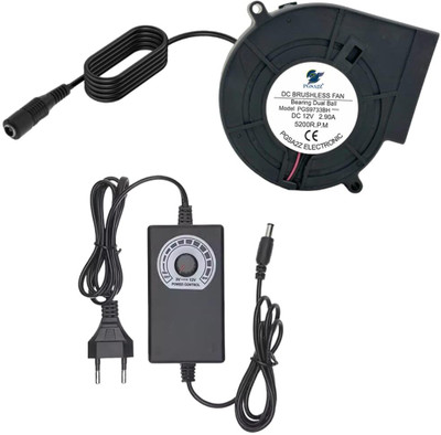PGSA2Z 12V Blower Fan With Dual Ball Bearings High Airflow, 97x33 MM 110V/220V AC Plug Cooling Fan Cabinet Cooler(Black)
