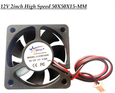 DHRUV-PRO 12V High Spped 50X50X15-MM 2inch 12V Cooling Cabinet Fan Fan Square Cooler(Black)