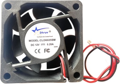 DHRUV-PRO 12V 60X60X25-MM 2.5inch 4500-RPM 12V Cooling Cabinet Fan Fan Square Cooler(Black)