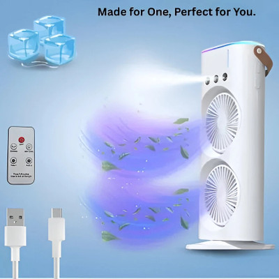 Smarty world Double-Ended Spray Fan| Portable Air Cooler With Lamp For Table, office, Home Portable Room Air Purifier(White)