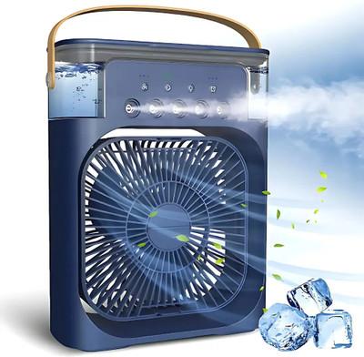 WINKTRON Air Conditioner Mini 7 Colors Led Light, 3 Wind Speeds and 3 Spray Desk-Blue Cooling Fan All in one Cooler(Blue)