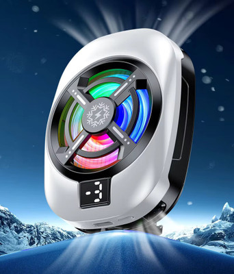 PAPLAJ ENTERPRISES Mobile Gaming Fan with RGB Quick Heat Dissipation 1 Fan Cooling Pad with Adjustable Height(White)