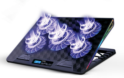 Kreo Tundra laptop stand with cooler 5 Fan Ergonomic Cooling Pad with Adjustable Height(Black)