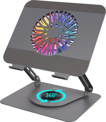 ZEBRONICS NS4000 PRO Rotatable Metal Stand, upto 17 inch, 360� Fidget Rotation 1 Fan Ergonomic Cooling Pad with Adjustable Height(Grey)