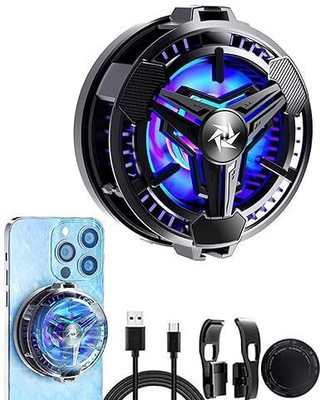 PAPLAJ ENTERPRISES NEW_Mobile Cooler,Semiconductor Technology Phone Cooler for iPhone 13/14/15/16 1 Fan Ergonomic Cooling Pad(Black)