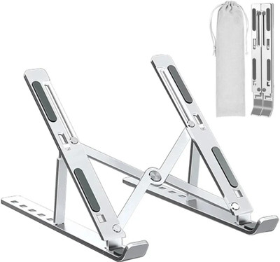 Cipto Folding Height Adjustable Aluminium Foldable Portable Desktop Holder Riser Aluminium Desk Stand Laptop Stand with Adjustable Height Compatible with 36 - 39cm Laptops(Silver, Black, Pink) Cipto Folding Height Adjustable Aluminium Foldable Portable Desktop Holder Riser Aluminium Desk Stand Laptop Stand with Adjustable Height Compatible with 36 - 39cm Laptops(Silver, Black, Pink)