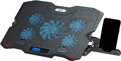 GEONIX GXLCP-015 5 Fan Ergonomic Cooling Pad with Adjustable Height(Black)