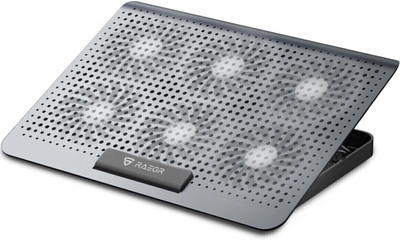 RAEGR RapidCool 900 Aluminum Laptop Cooling Pad with Multi-Angle Adjustment 6 Fan Ergonomic Cooling Pad with Adjustable Height(Grey)