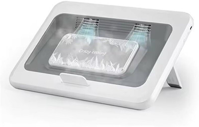 Cubonic H6 Laptop Cooler Semiconductor E-Radiator|2 Turbo Fan|6 Angle Adjustment|3 Speed 2 Fan Ergonomic Cooling Pad with Adjustable Height(White)