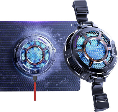 Cubonic CX05 Magnetic Tablet Cooler, RGB Light,Temprature Display Cooling Fan Portable 1 Fan Ergonomic Cooling Pad with Adjustable Height(Black)