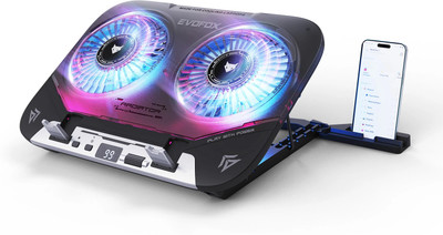 EVOFOX Blizzard 2 Xtreme 17 Inches with Dual Semiconductor Plates and RGB 2 Fan Ergonomic Cooling Pad with Adjustable Height(Black)