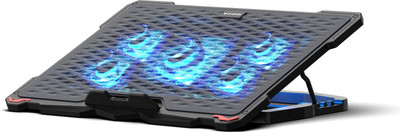 EVOFOX Typhoon 17.3 inches with blue LED 5 Fan Ergonomic Cooling Pad with Adjustable Height(Black)