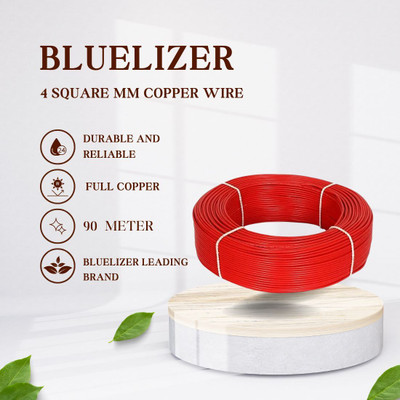 BLUELIZER Active Single Core Electric PVC Copper Wire For Domestic & Industrial purpose 4 sq/mm Red 90 m Wire(RED)