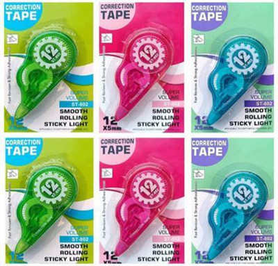 Gayantti enterprises Office Correction Tape 5 mm Correction Stationary(Set of 6, Multicolor)