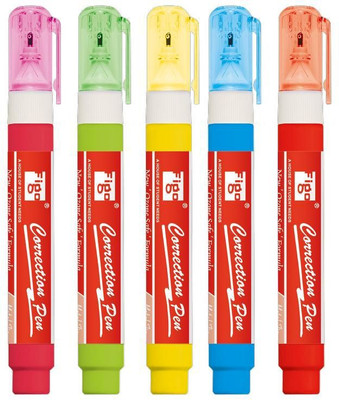 FIGO Neon Correction Pen 7 ml 0.8 mm Correction(Set of 10, Multicolor)