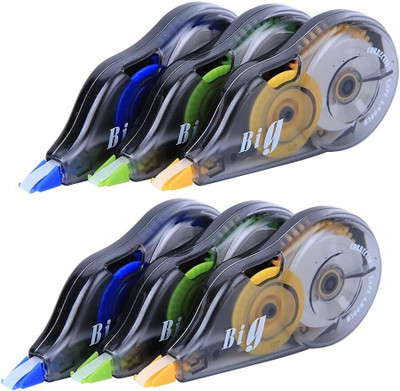 FRKB 6pc Big Correction Tape 12 Meters Length 0 ml 5 mm Big Correction Tape(Set of 6, Multicolor)