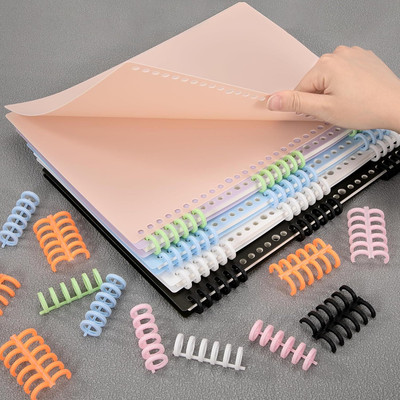 Auxmir 10PCS Binding Spine Combs 6 Holes Plastic Loose Leaf Binder Album Rings 4 mm binding spine(Set of 10, Multicolor)