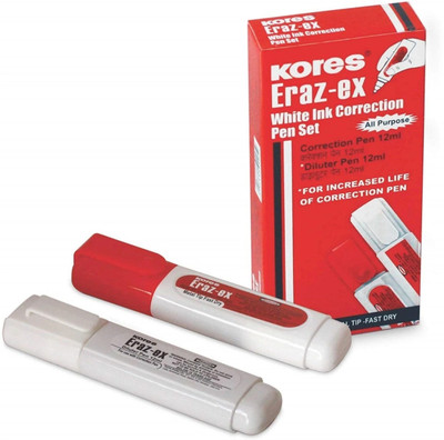 SUNRISE TRADING Kores Eraz ex 12 ml 7 mm Correction Pen with Diluter(Set of 2, White, Red)