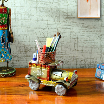 Bhavya Art and Craft 1 Compartments Iron Pen Stand(Multicolor)