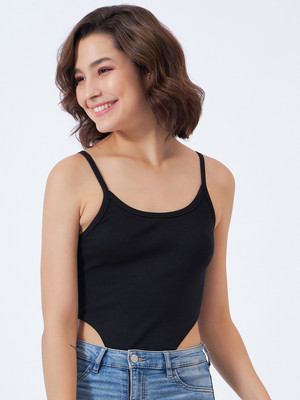 COLOR CAPITAL Casual Solid Women Black Top