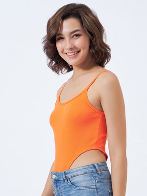 COLOR CAPITAL Casual Solid Women Orange Top