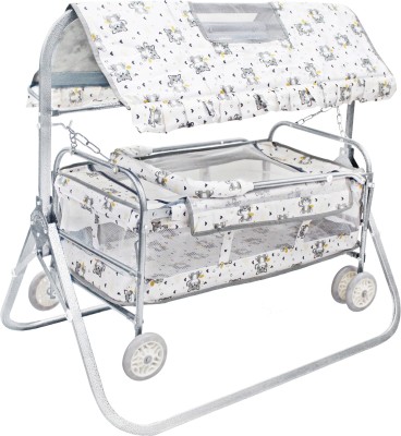 SWINGISH Musical Cradle square pipe for new born baby Cot(Grey)