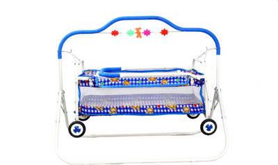 SWINGISH Cradle for new born baby Swing Jhula for baby | kids cradle with mosquito net Cot(RBLUE)