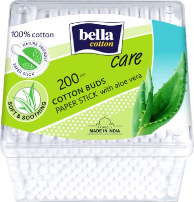 Bella Cotton Buds Box With Aloe Vera Extract Paper Stick(200 Units)