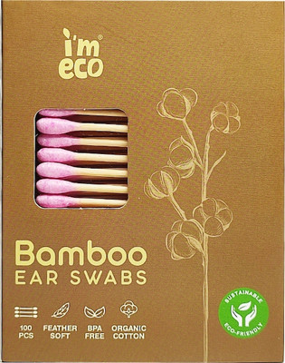 IMECO Bamboo Ear Swabs | 100 Bamboo Swabs | Ultra-soft & Premium Quality(100 Units)