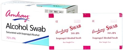 AMKAY Disposable Alcohol Swab Sterile Antiseptic Cleaning Swab For Disinfection Use(100 Units)