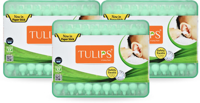 Tulips Safety Cotton Ear Buds,(with Ear Drum Protection) white paper stick(3 Units)