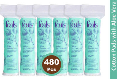 FEALS Cotton Pads For Face Cleansing & Makeup Remover Wipes (80 Rounds) (Pack of 6)(480 Units)