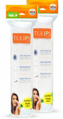 Tulips 100 Round Facial Cotton Pad, Best for Applying & Removing Makeup, Cleaning Skin(200 Units)