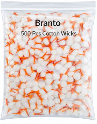 Branto Perfect Size Orange 500 Pcs Diya Batti Cotton Wick