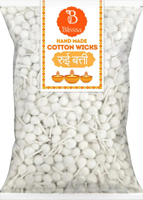 Blisssa Phool Batti Round Cotton Wicks Handmade GOL Batti for Pooja Aarti Navratri Cotton Wick(Pack of 1100)