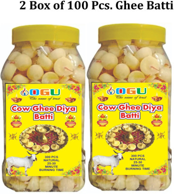 OGU 200 Pcs. Handmade Ghee Diya Batti,Jyot Batti for Pooja Aarti Cotton Wick