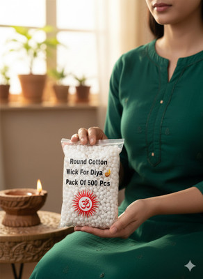 Cbs Enterprises Round Cotton Wicks – 500 Pack – Gol Rui Batti for Temple & Home Cotton Wick