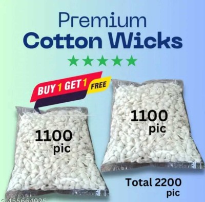 ROUHI ENTERPRISE White Cotton Wicks, Diya Batti for Pooja, 2100Pcs Cotton Wick Cotton Wick(Pack of 2100)