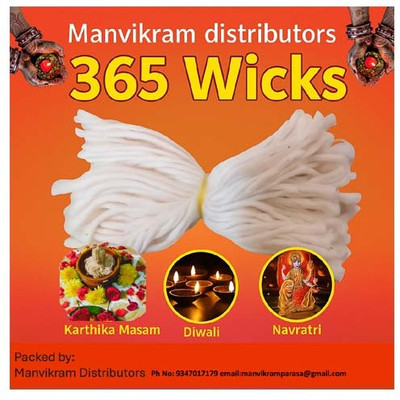 Manvikram MKRM 365 COTTON WICKS - 10 SETS Cotton Wick(Pack of 10)